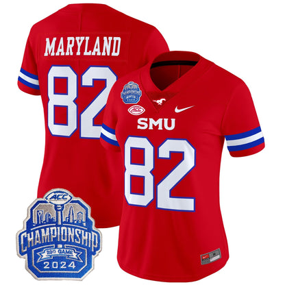 Women's SMU Mustangs 2024 ACC Championship Patch Vapor Limited Jersey - All Stitched