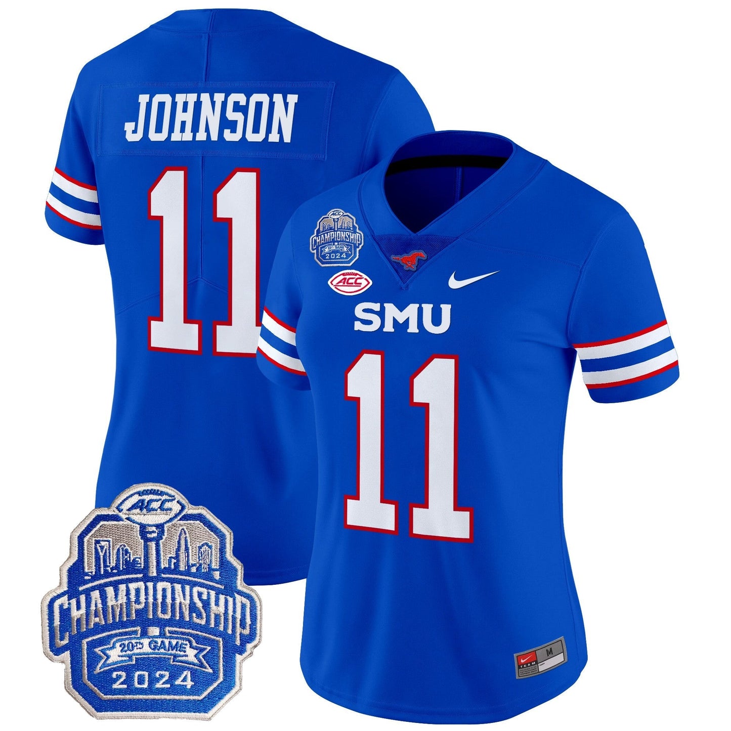 Women's SMU Mustangs 2024 ACC Championship Patch Vapor Limited Jersey - All Stitched