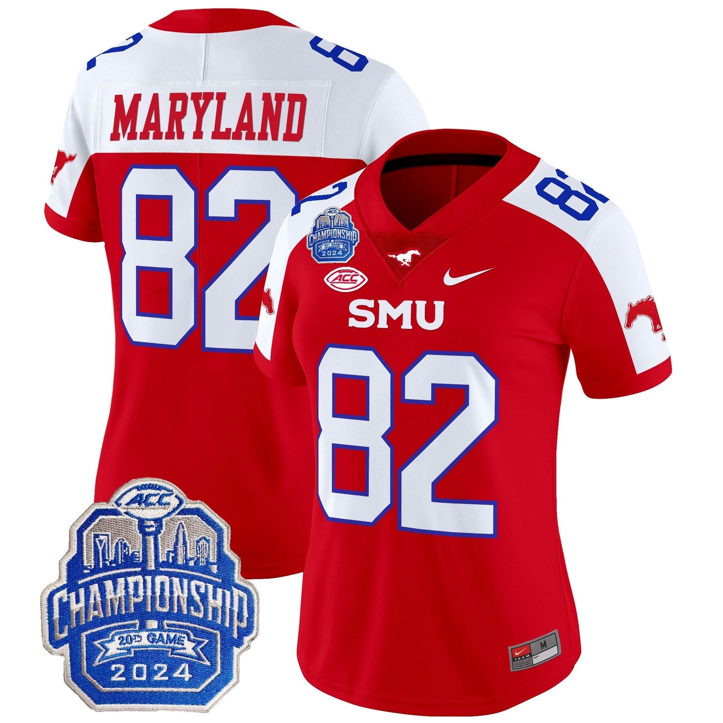 Women's SMU Mustangs 2024 ACC Championship Patch Vapor Limited Jersey - All Stitched