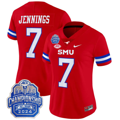Women's SMU Mustangs 2024 ACC Championship Patch Vapor Limited Jersey - All Stitched