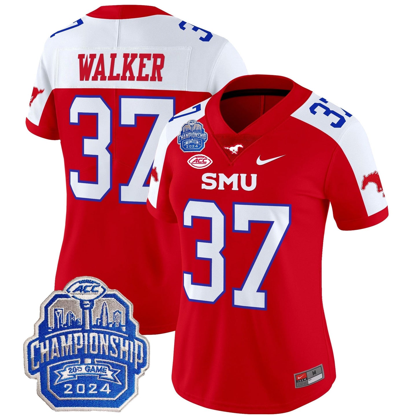 Women's SMU Mustangs 2024 ACC Championship Patch Vapor Limited Jersey - All Stitched