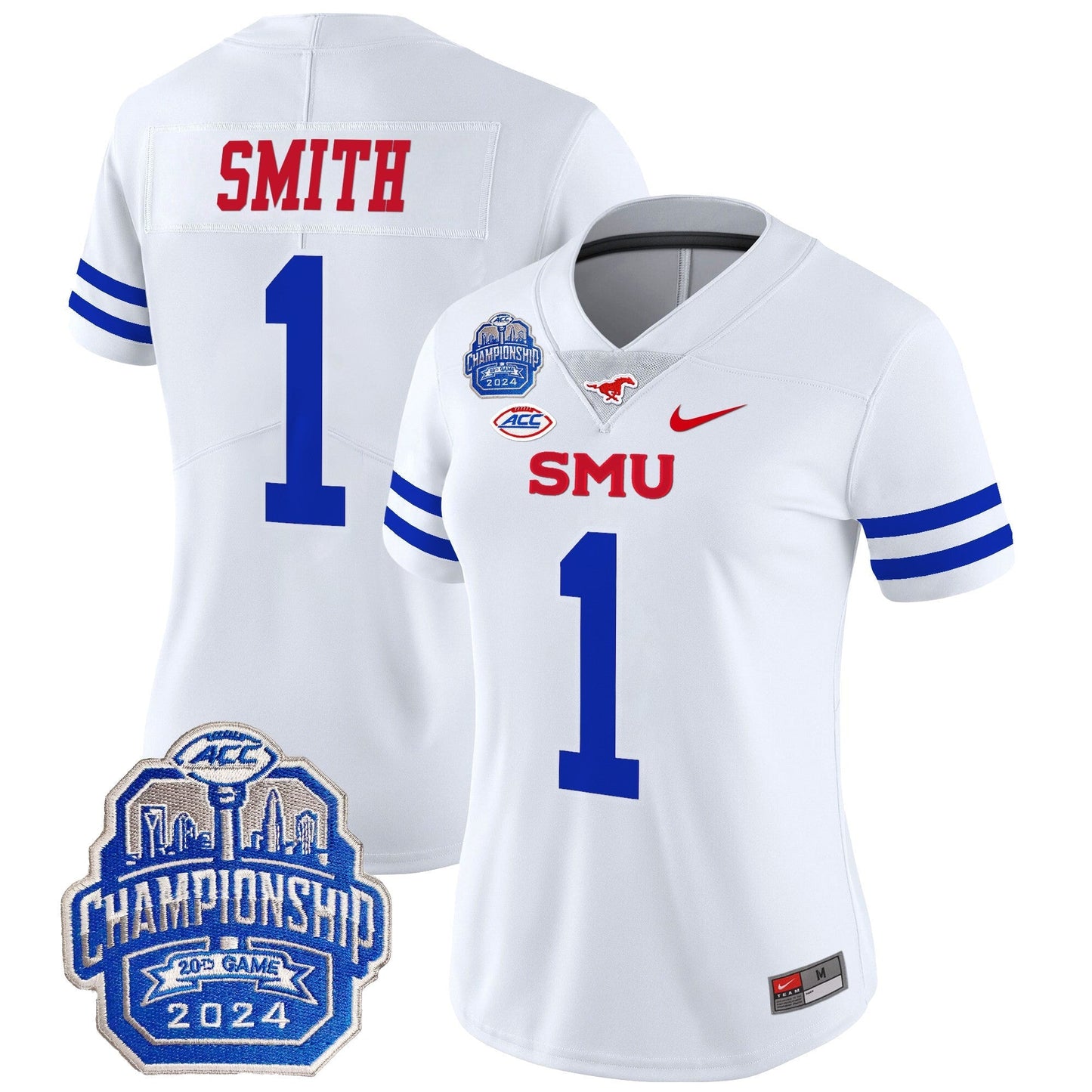 Women's SMU Mustangs 2024 ACC Championship Patch Vapor Limited Jersey - All Stitched