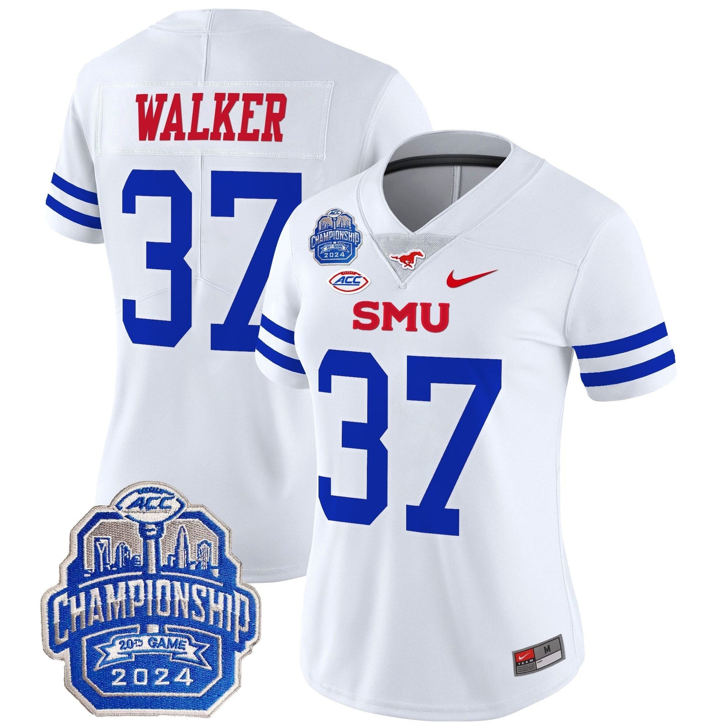 Women's SMU Mustangs 2024 ACC Championship Patch Vapor Limited Jersey - All Stitched