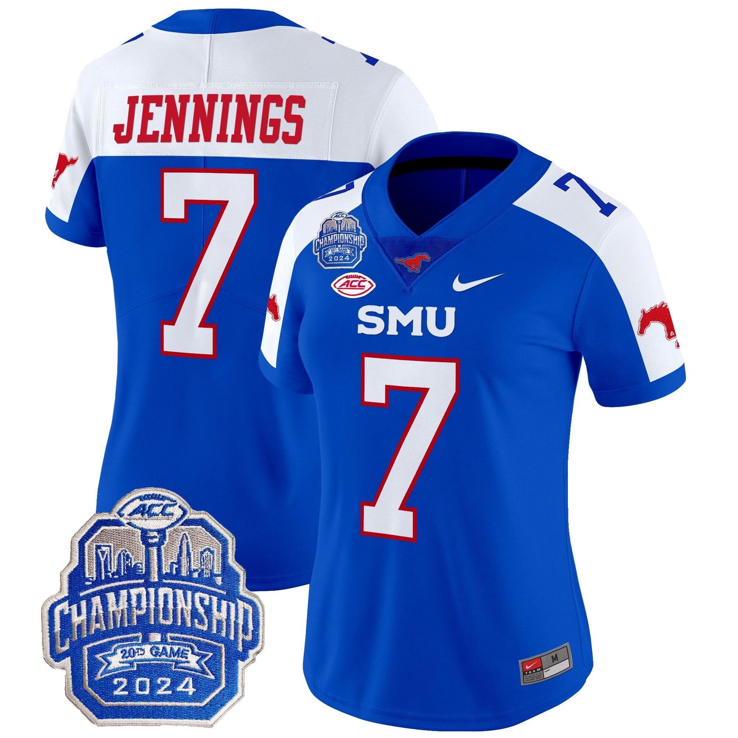 Women's SMU Mustangs 2024 ACC Championship Patch Vapor Limited Jersey - All Stitched