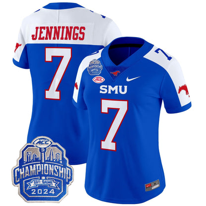 Women's SMU Mustangs 2024 ACC Championship Patch Vapor Limited Jersey - All Stitched