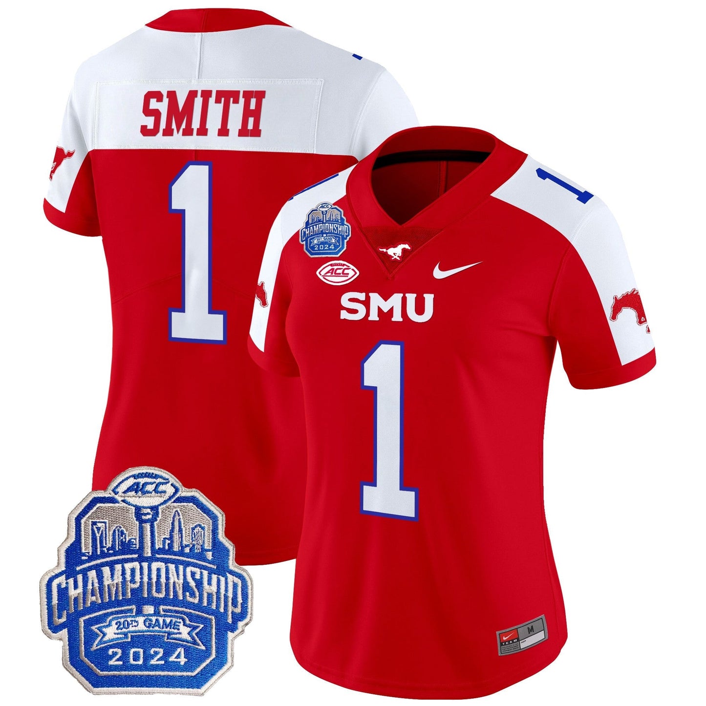 Women's SMU Mustangs 2024 ACC Championship Patch Vapor Limited Jersey - All Stitched