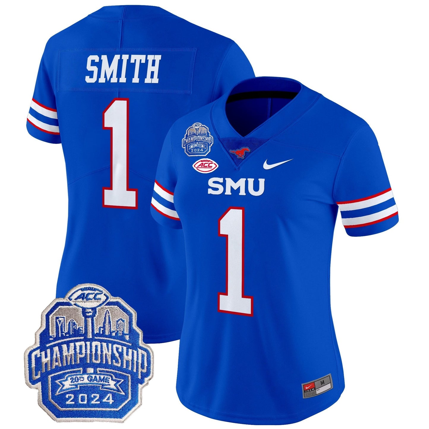Women's SMU Mustangs 2024 ACC Championship Patch Vapor Limited Jersey - All Stitched