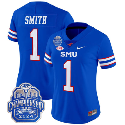 Women's SMU Mustangs 2024 ACC Championship Patch Vapor Limited Jersey - All Stitched