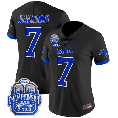 Women's SMU Mustangs 2024 ACC Championship Patch Vapor Limited Jersey - All Stitched