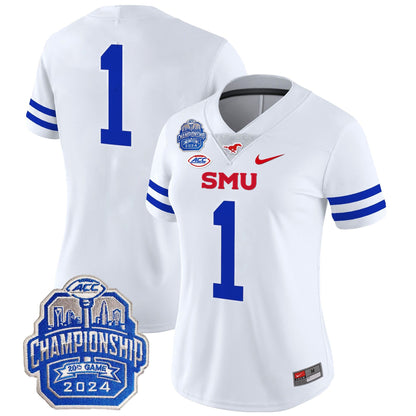 Women's SMU Mustangs 2024 ACC Championship Patch Vapor Limited Jersey - All Stitched