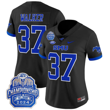 Women's SMU Mustangs 2024 ACC Championship Patch Vapor Limited Jersey - All Stitched