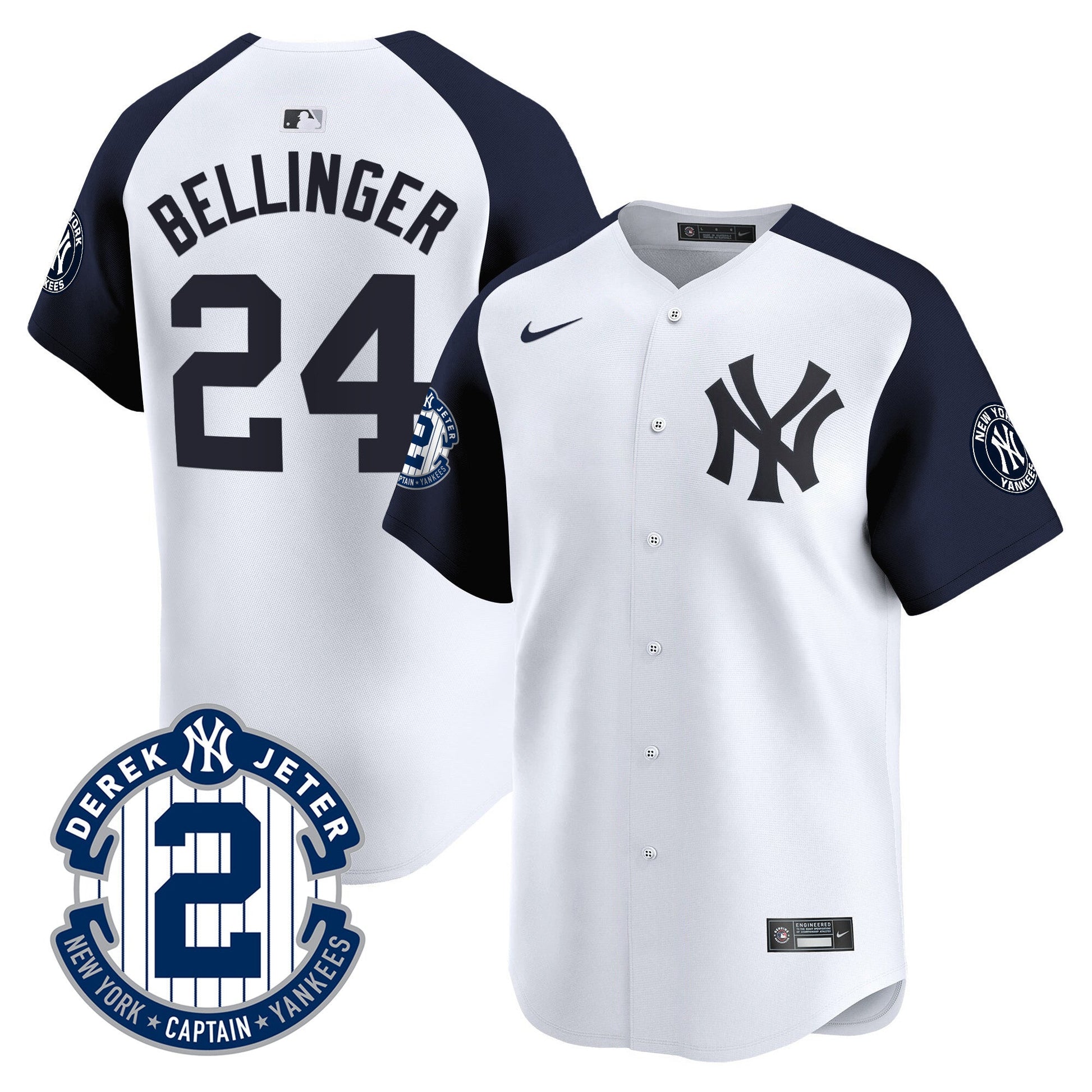 Men's Yankees Derek Jeter Patch Vapor Premier Limited Jersey - All Stitched