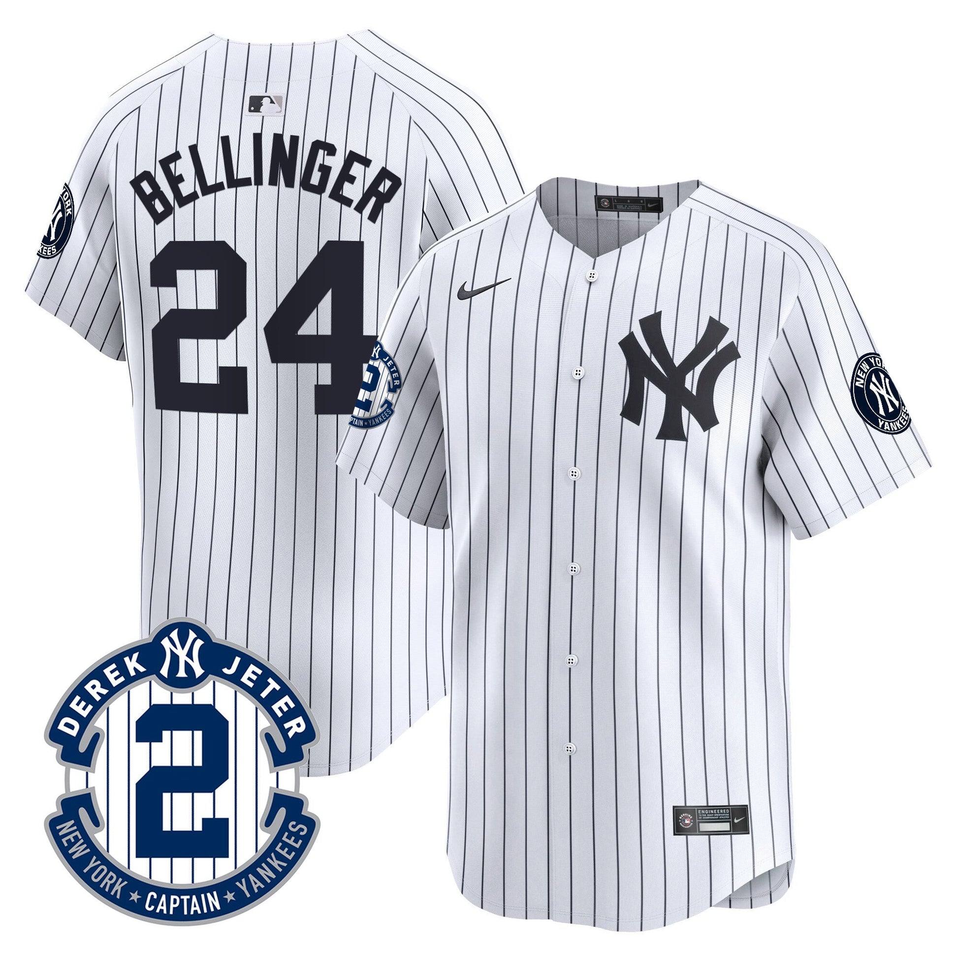 Men's Yankees Derek Jeter Patch Vapor Premier Limited Jersey - All Stitched