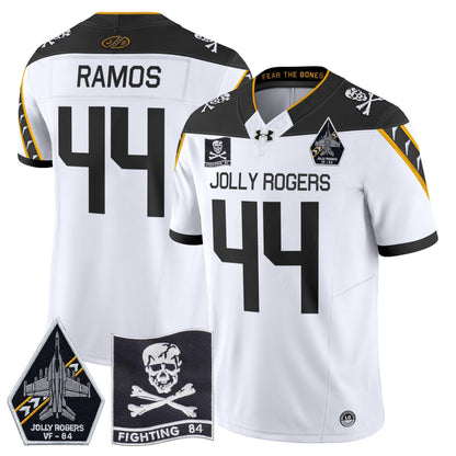 Navy Midshipmen 2024 Jolly Rogers VF-84 Patch Vapor Limited Jersey - All Stitched