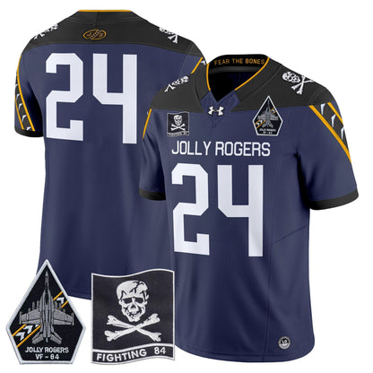 Navy Midshipmen 2024 Jolly Rogers VF-84 Patch Vapor Limited Jersey - All Stitched