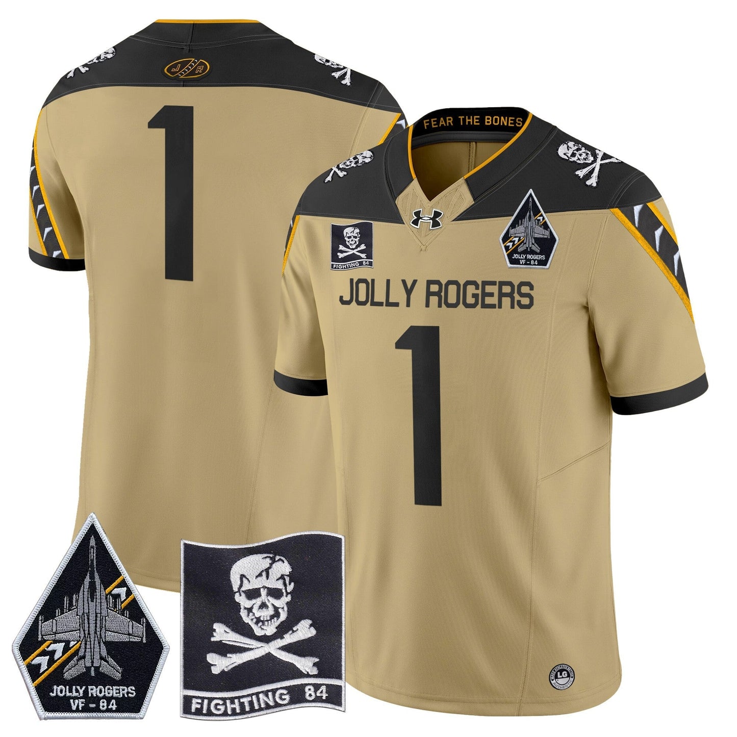 Navy Midshipmen 2024 Jolly Rogers VF-84 Patch Vapor Limited Jersey - All Stitched