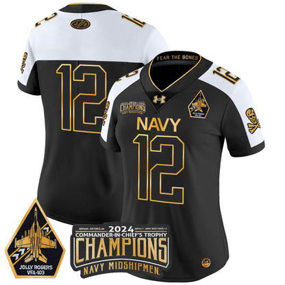 Women's Navy Midshipmen 2024 Commander-In-Chief's Trophy Champions Patch Gold Vapor Limited Jersey - All Stitched