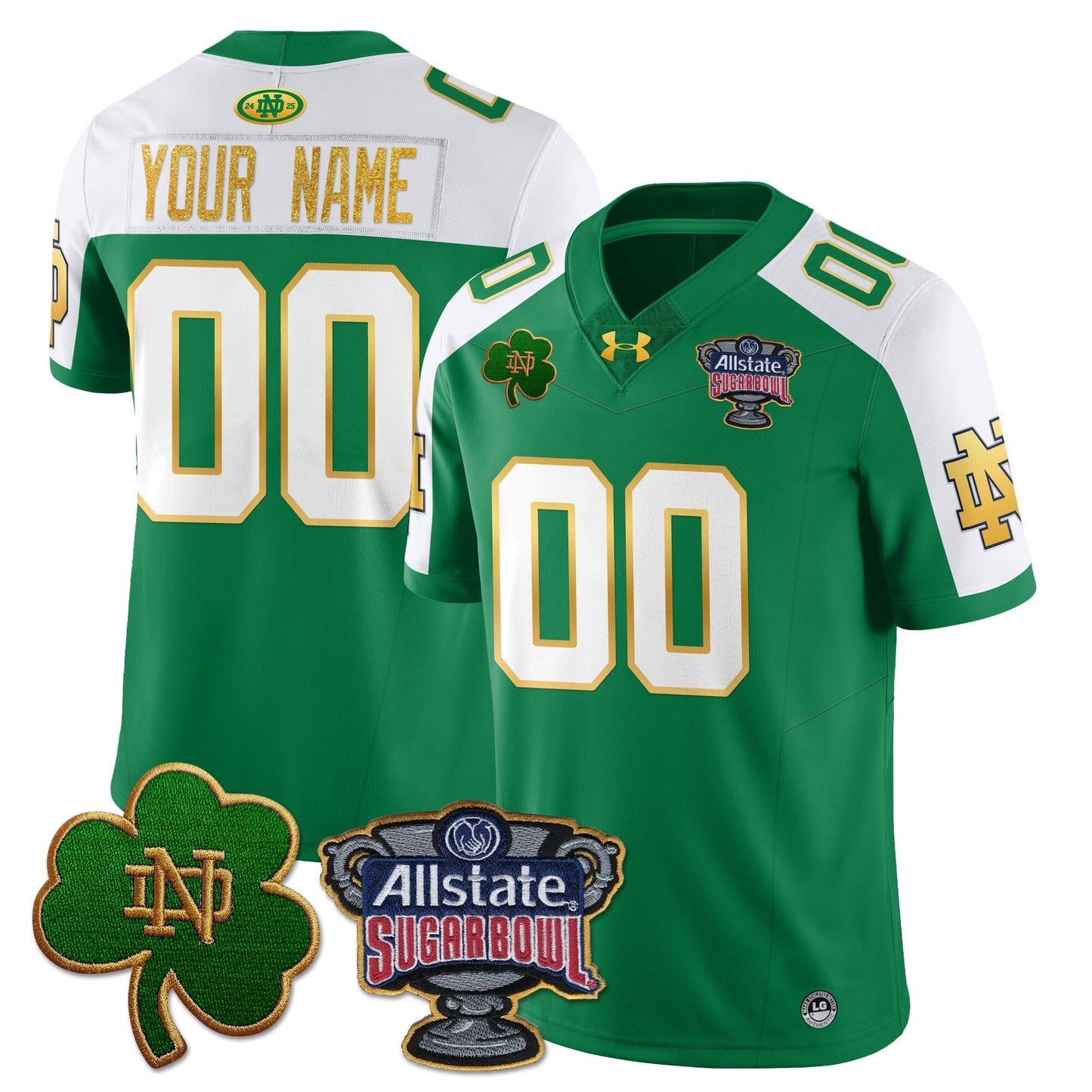 Custom ND Allstate Sugar Bowl Jersey - All Stitched