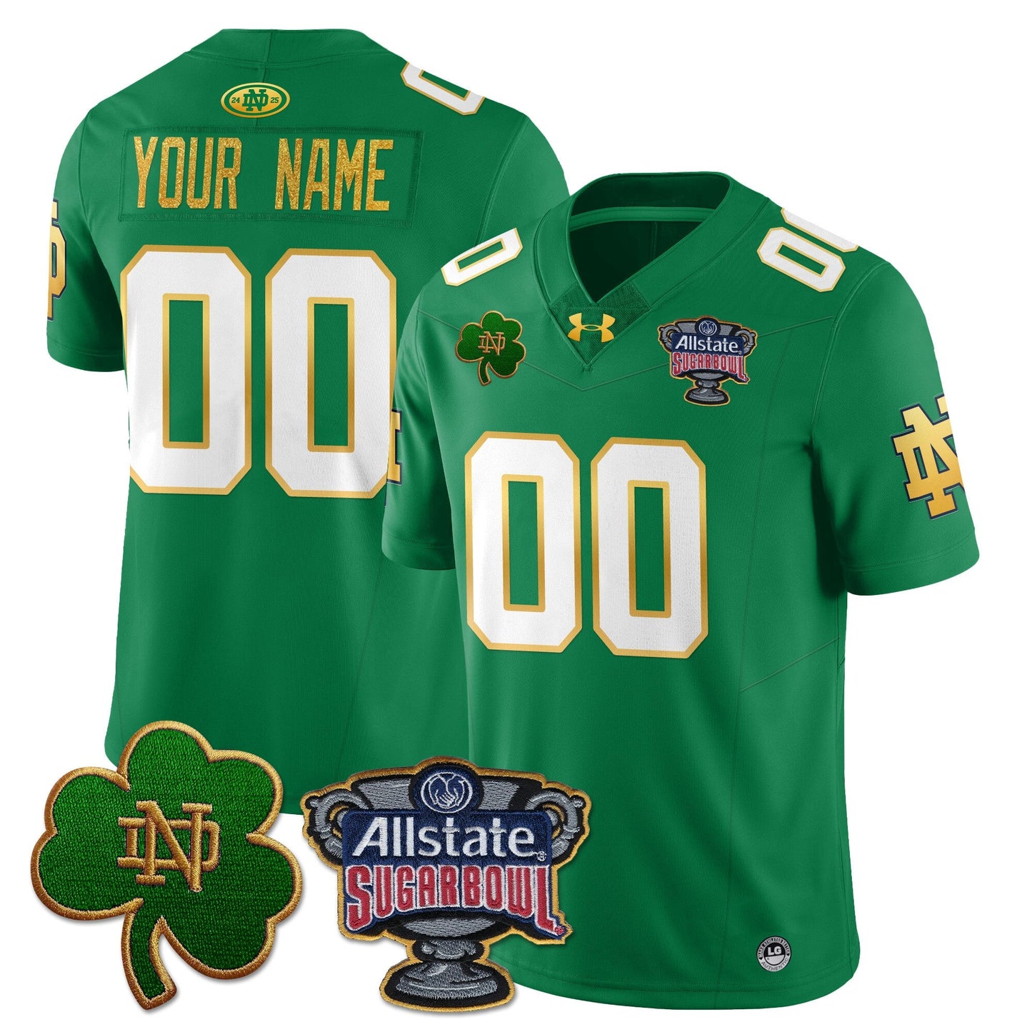 Custom ND Allstate Sugar Bowl Jersey - All Stitched
