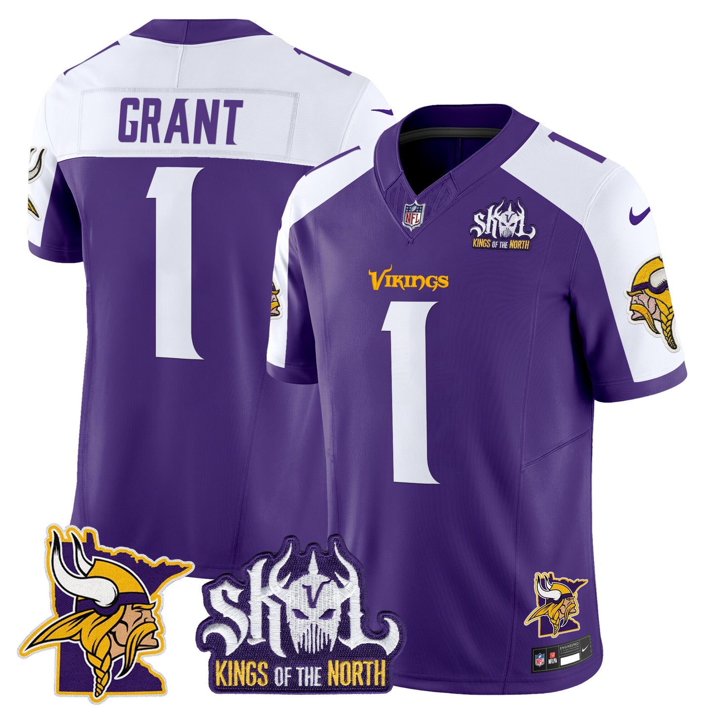 Men's Minnesota Vikings Kings Of The North Patch Vapor Limited Jersey V3 - All Stitched