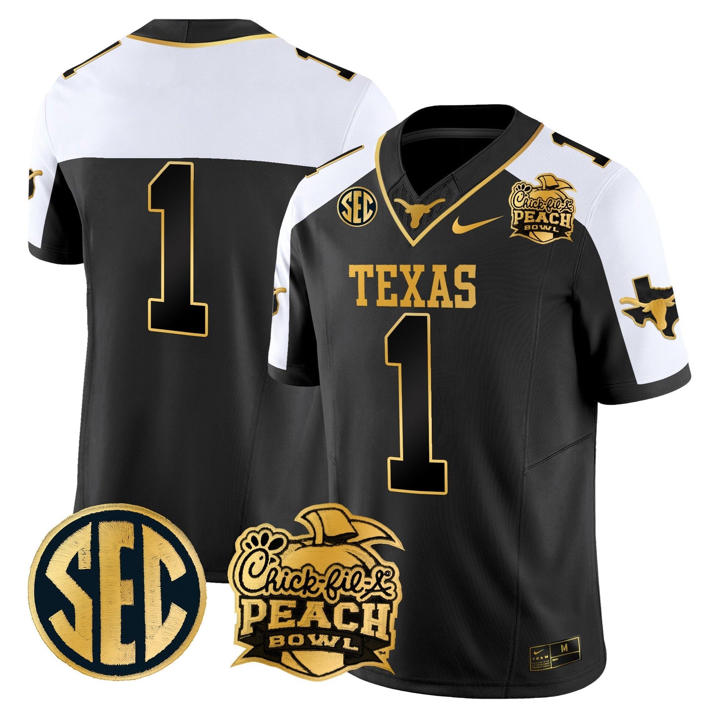 TEX Peach Bowl Patch Gold Vapor Limited Jersey - All Stitched