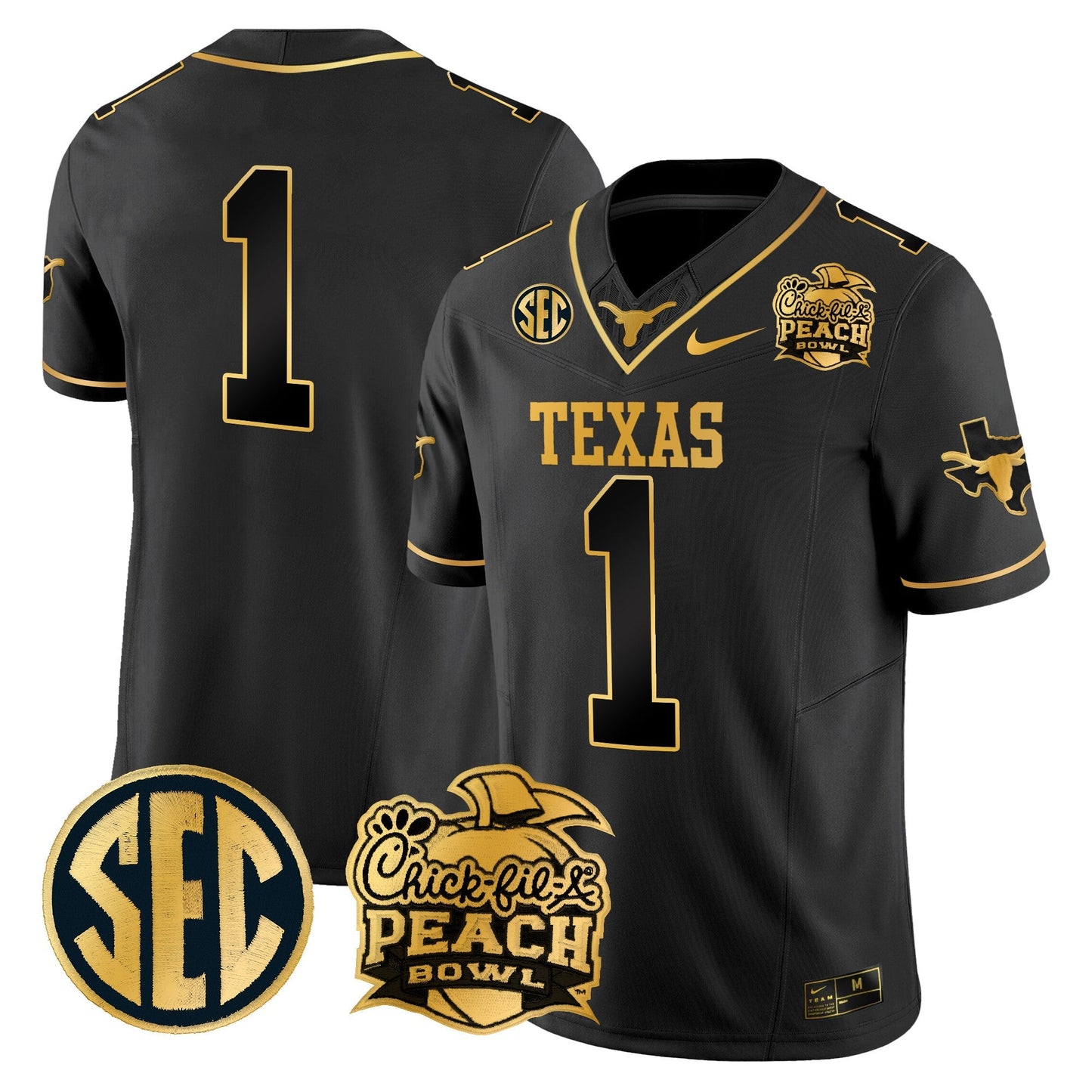 TEX Peach Bowl Patch Gold Vapor Limited Jersey - All Stitched