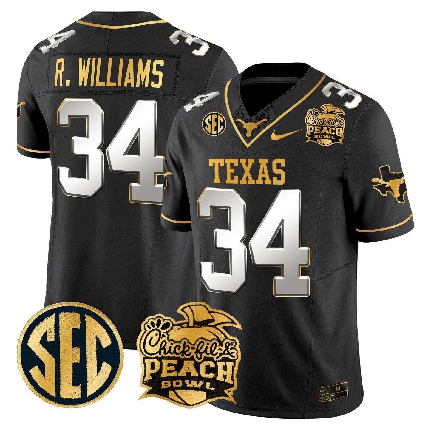 TEX Peach Bowl Patch Gold Vapor Limited Jersey - All Stitched