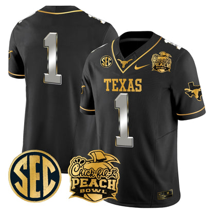 TEX Peach Bowl Patch Gold Vapor Limited Jersey - All Stitched