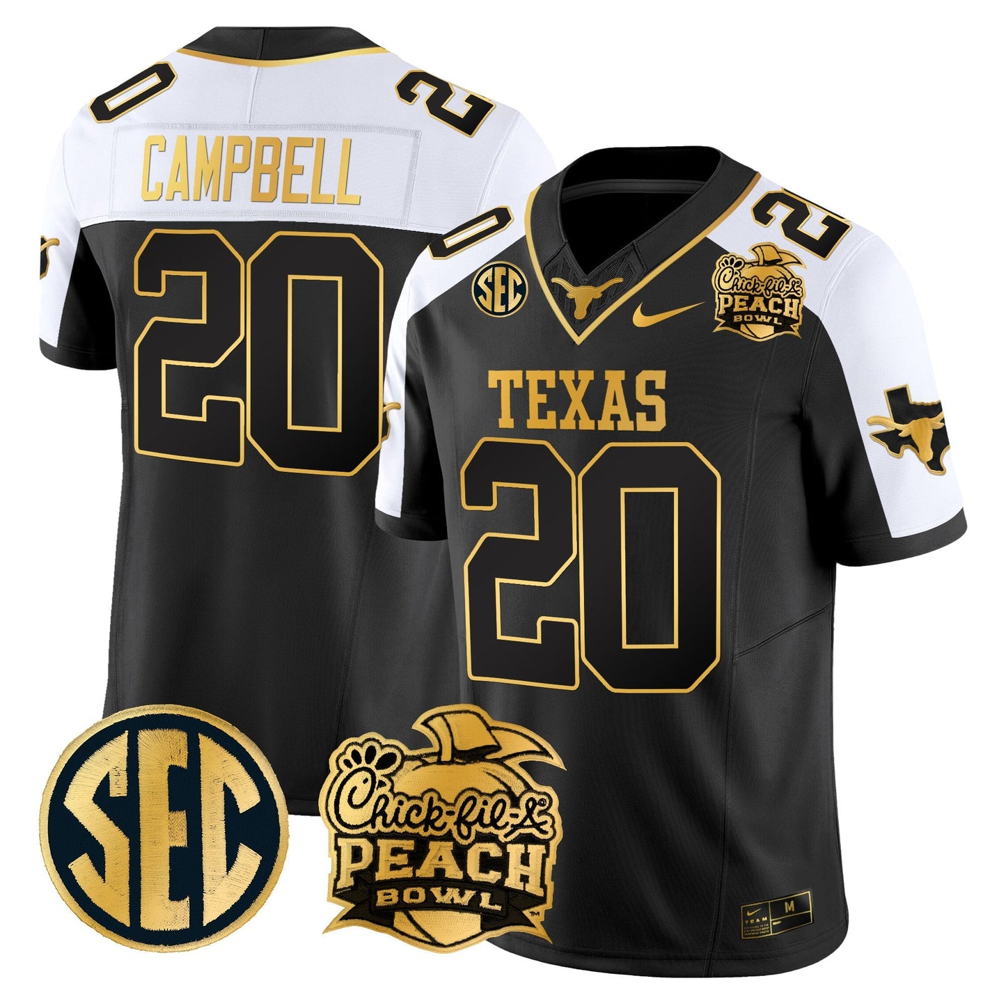 TEX Peach Bowl Patch Gold Vapor Limited Jersey - All Stitched