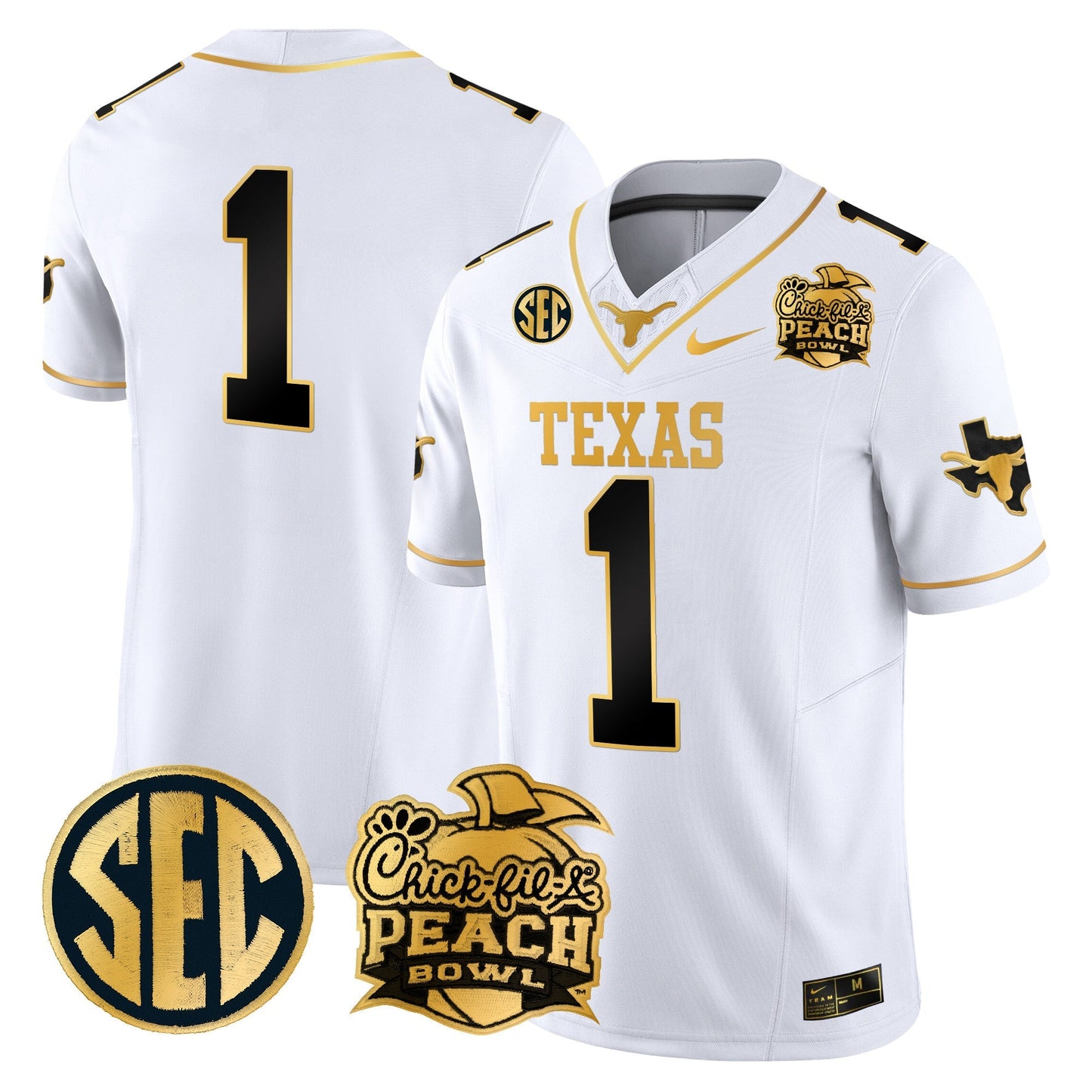 TEX Peach Bowl Patch Gold Vapor Limited Jersey - All Stitched