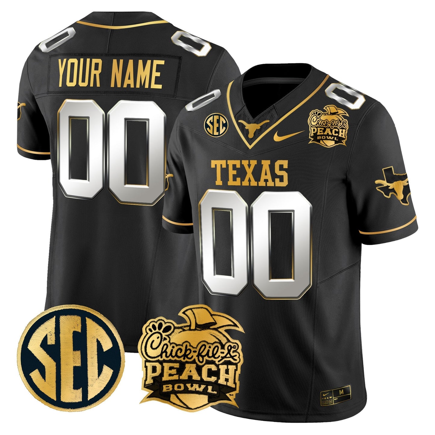 TEX Peach Bowl Patch Gold Vapor Limited Custom Jersey - All Stitched