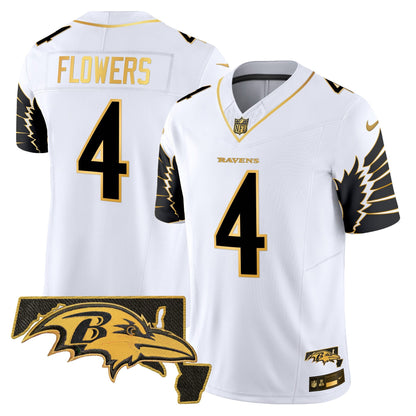 Ravens Maryland Patch Gold Vapor Limited Jersey V2 - All Stitched