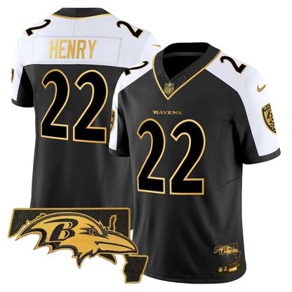 Ravens Maryland Patch Gold Vapor Limited Jersey V2 - All Stitched