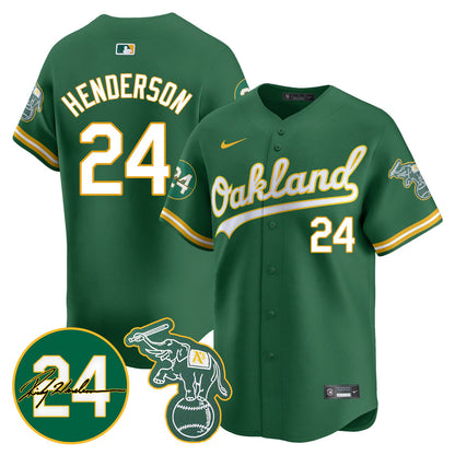 Oakland - Seattle Mariners Ricky Henderson Memorial Jersey - All Stitched