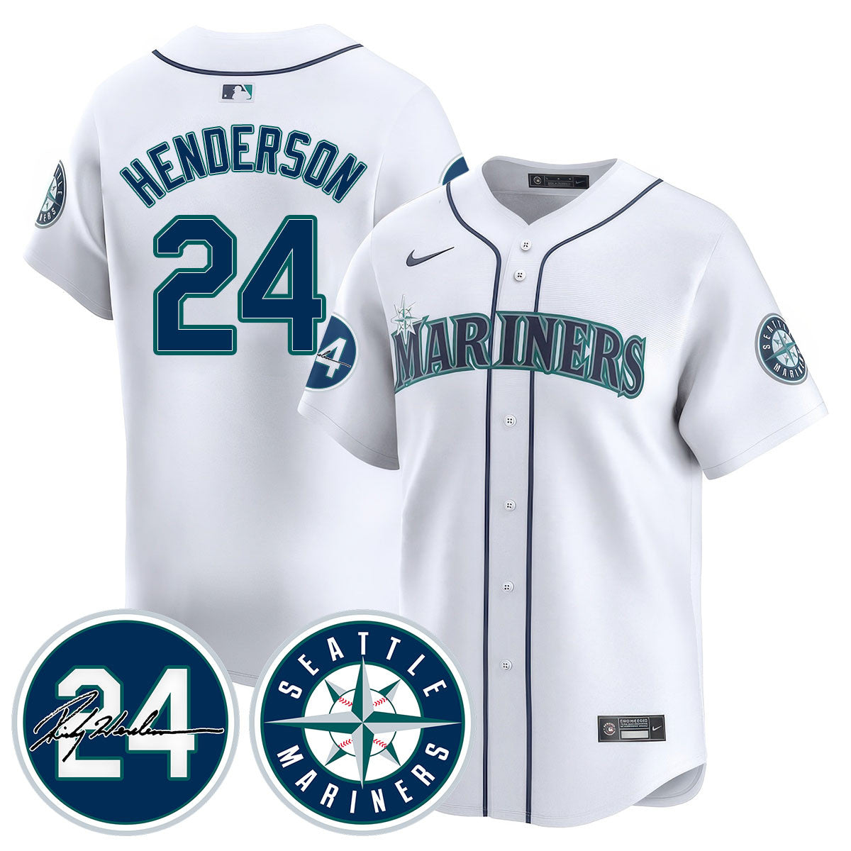 Oakland - Seattle Mariners Ricky Henderson Memorial Jersey - All Stitched