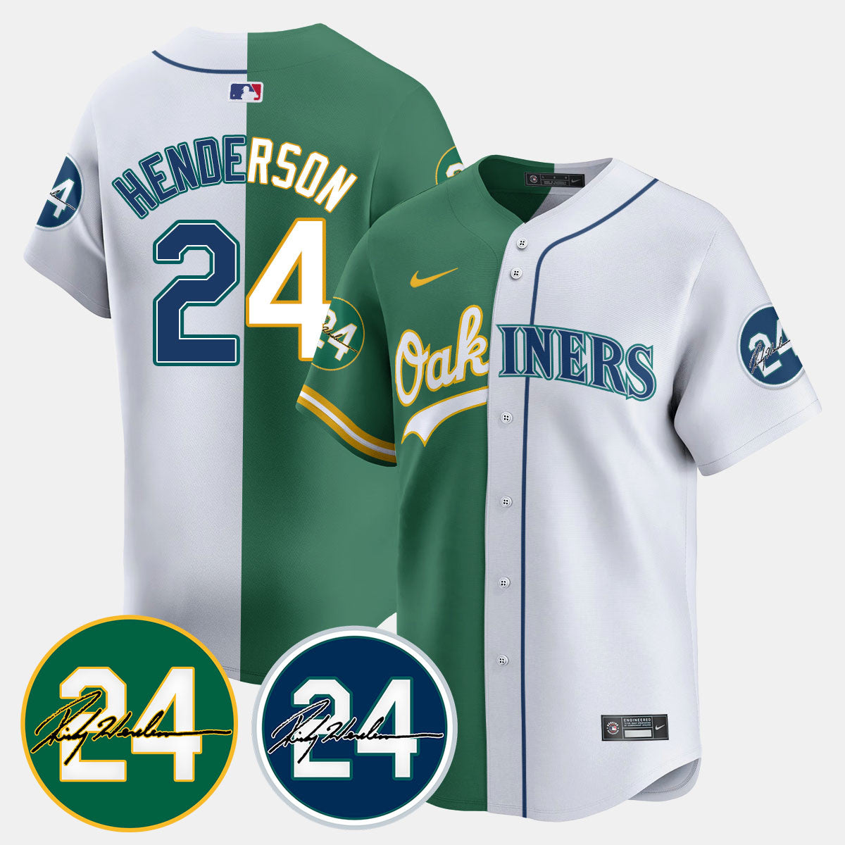 Oakland - Seattle Mariners Ricky Henderson Memorial Jersey - All Stitched
