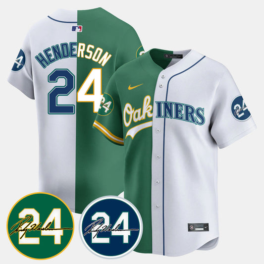 Oakland - Seattle Mariners Ricky Henderson Memorial Jersey - All Stitched