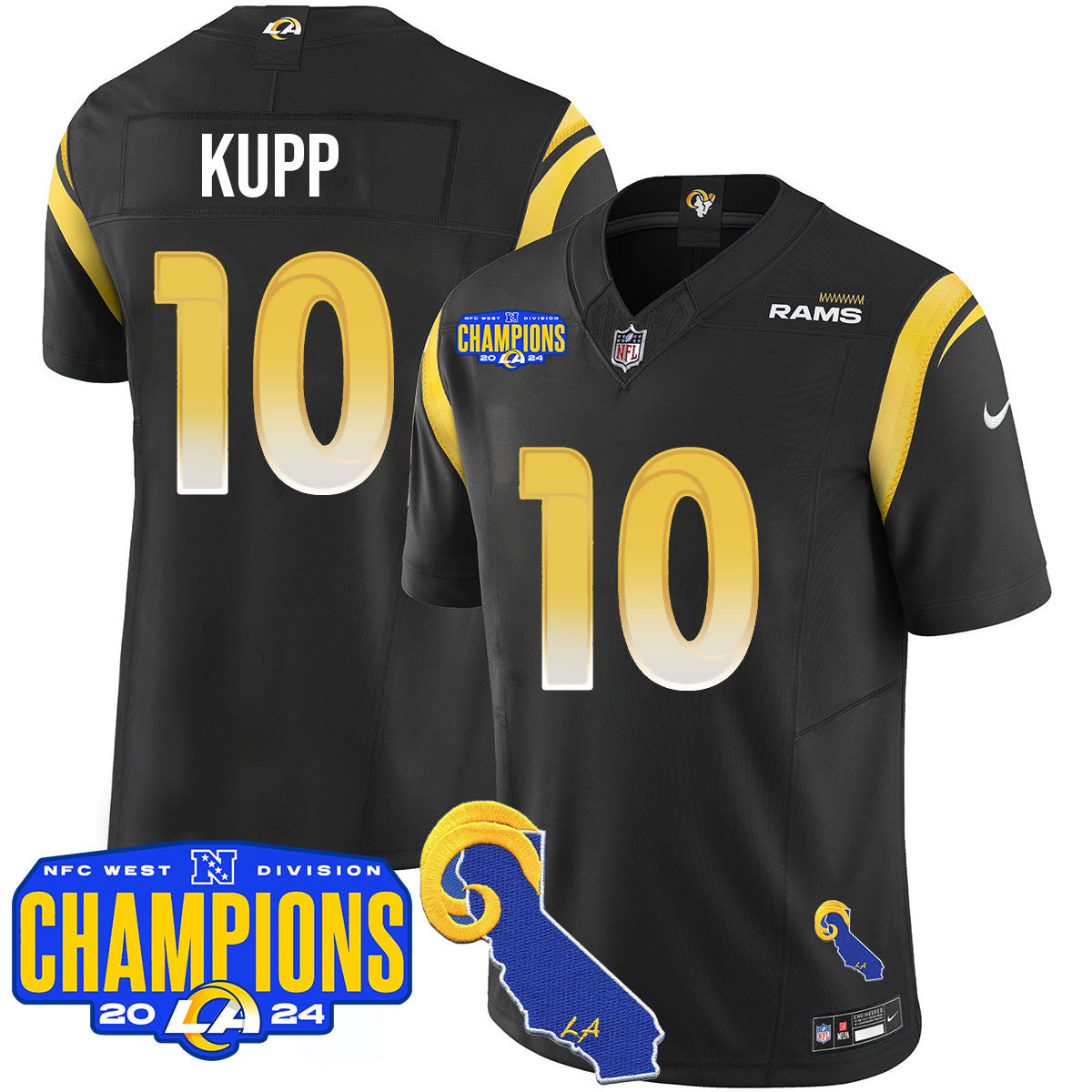 Los Angeles Rams 2024 NFC West Division Champions Jersey - All Stitched