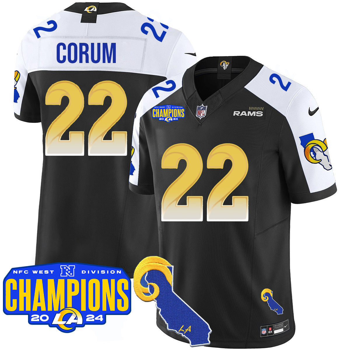 Los Angeles Rams 2024 NFC West Division Champions Jersey - All Stitched