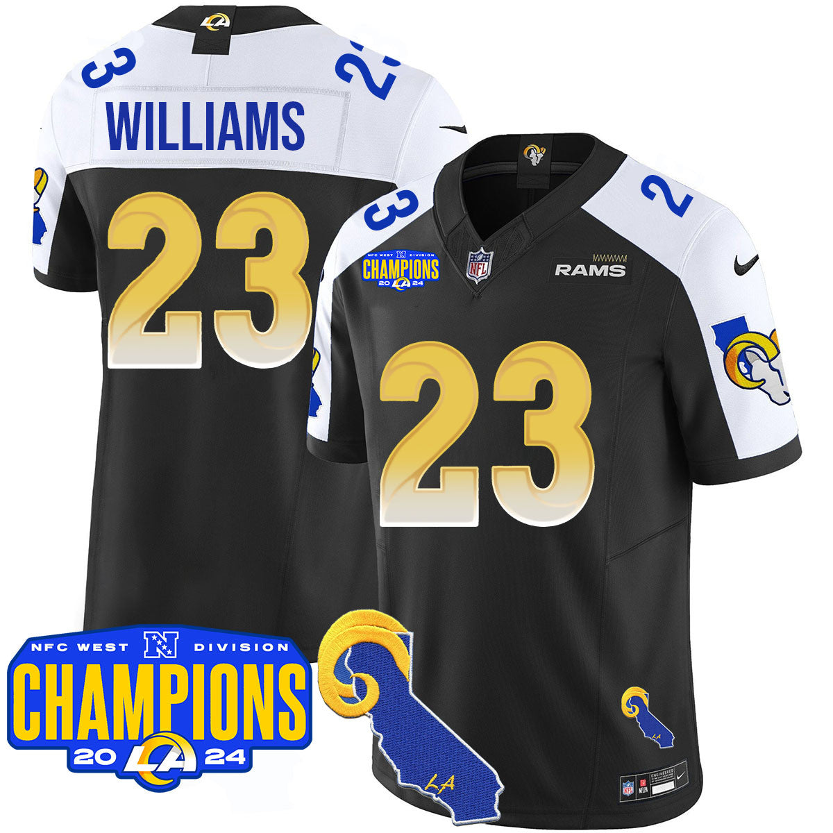 Los Angeles Rams 2024 NFC West Division Champions Jersey - All Stitched