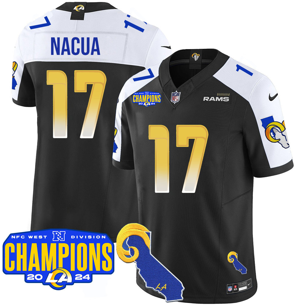 Los Angeles Rams 2024 NFC West Division Champions Jersey - All Stitched
