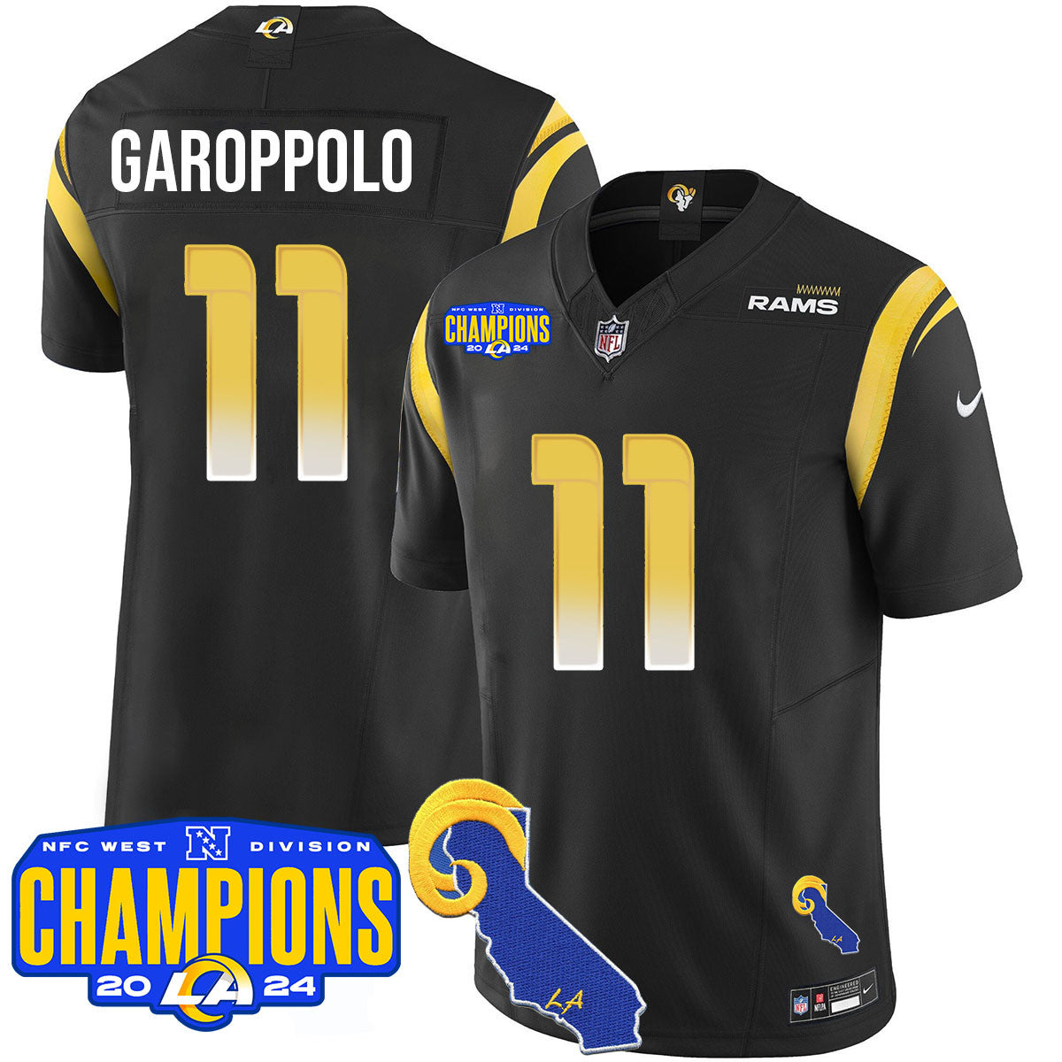 Los Angeles Rams 2024 NFC West Division Champions Jersey - All Stitched