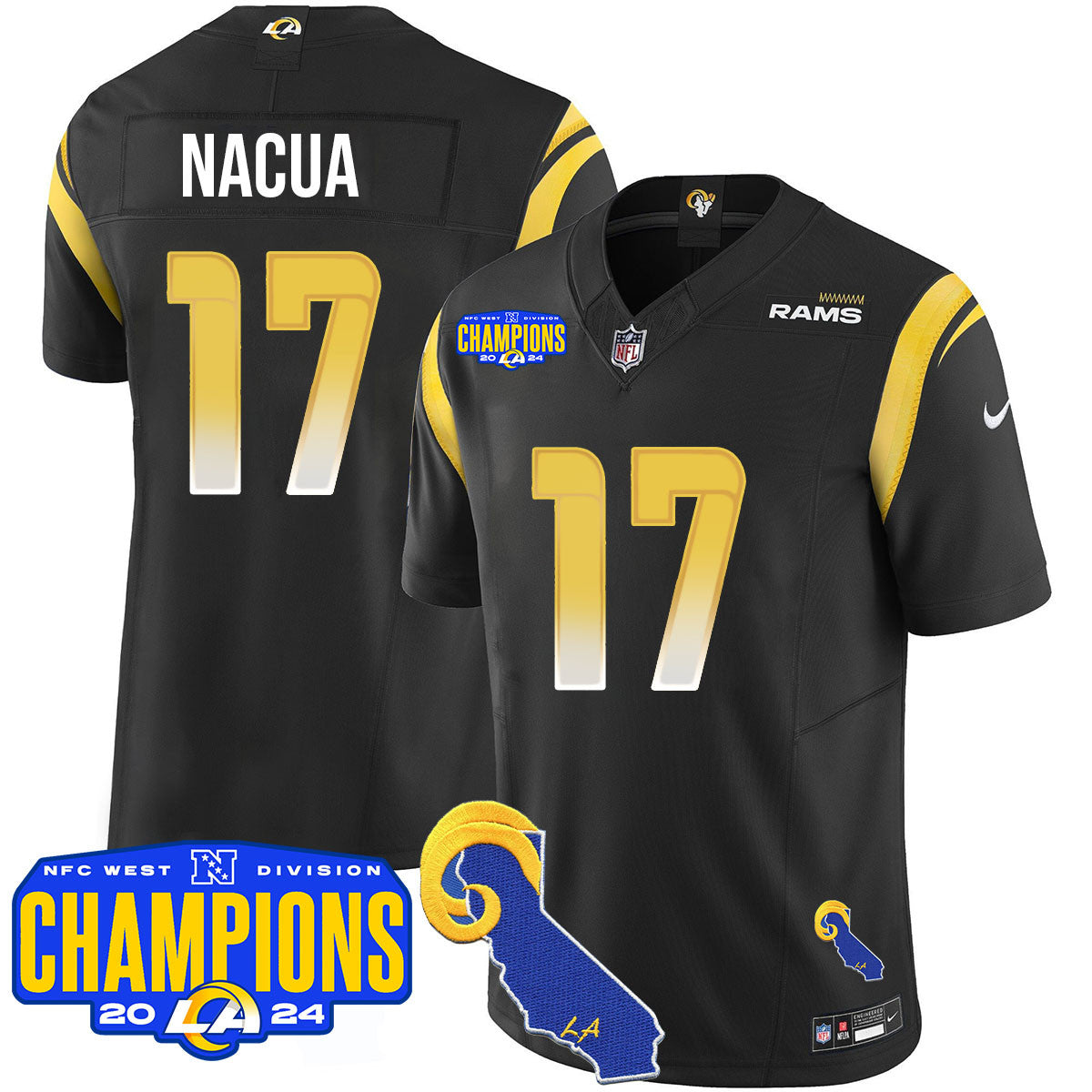 Los Angeles Rams 2024 NFC West Division Champions Jersey - All Stitched