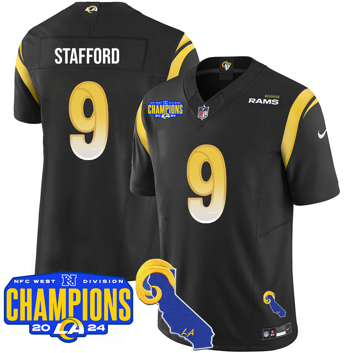 Los Angeles Rams 2024 NFC West Division Champions Jersey - All Stitched