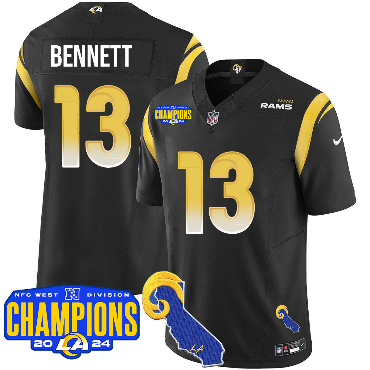 Los Angeles Rams 2024 NFC West Division Champions Jersey - All Stitched