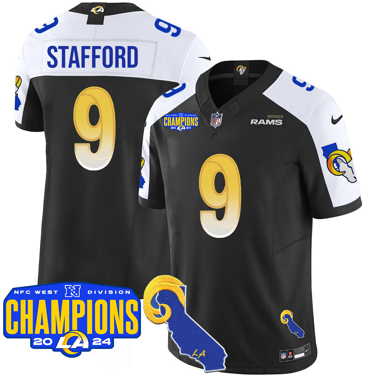 Los Angeles Rams 2024 NFC West Division Champions Jersey - All Stitched