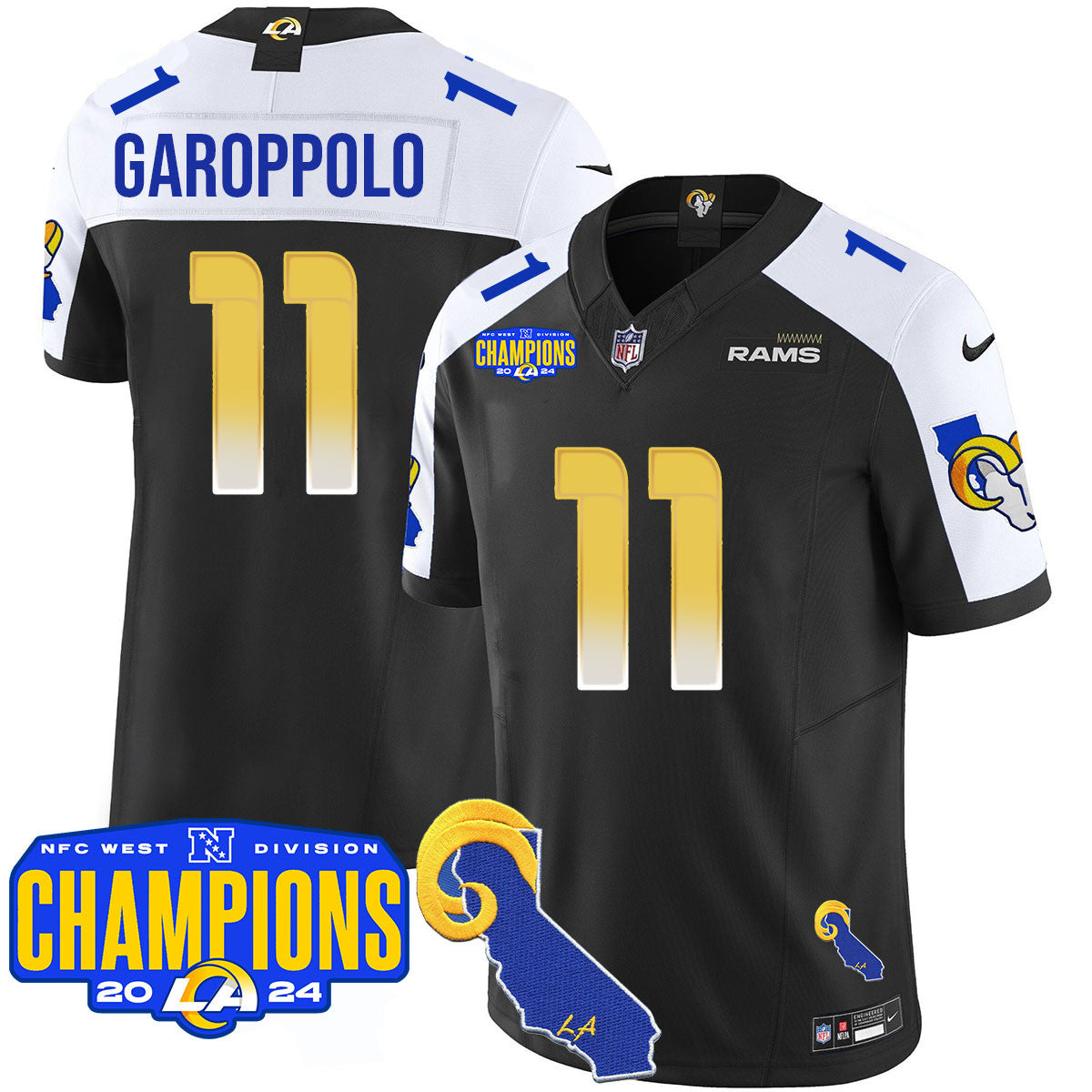 Los Angeles Rams 2024 NFC West Division Champions Jersey - All Stitched