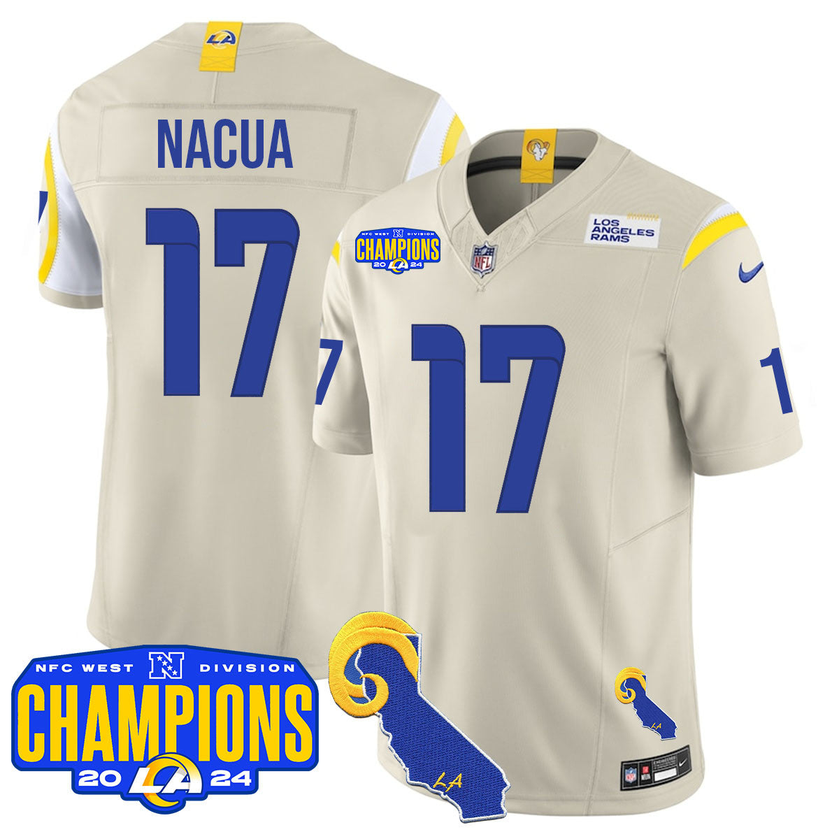 Los Angeles Rams 2024 NFC West Division Champions Jersey - All Stitched