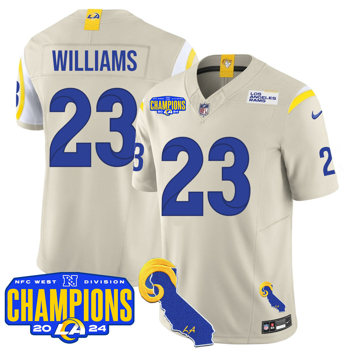 Los Angeles Rams 2024 NFC West Division Champions Jersey - All Stitched