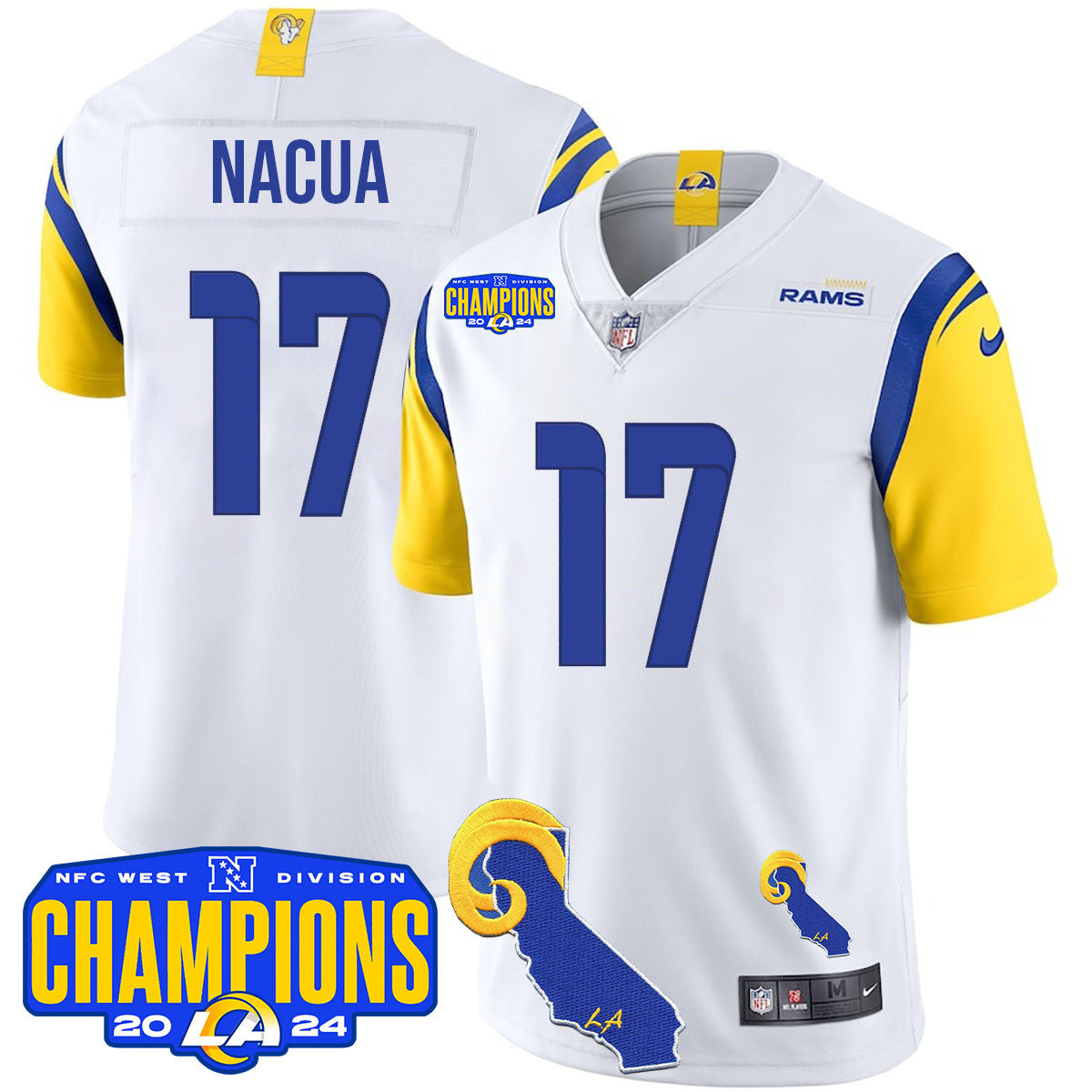 Los Angeles Rams 2024 NFC West Division Champions Jersey - All Stitched